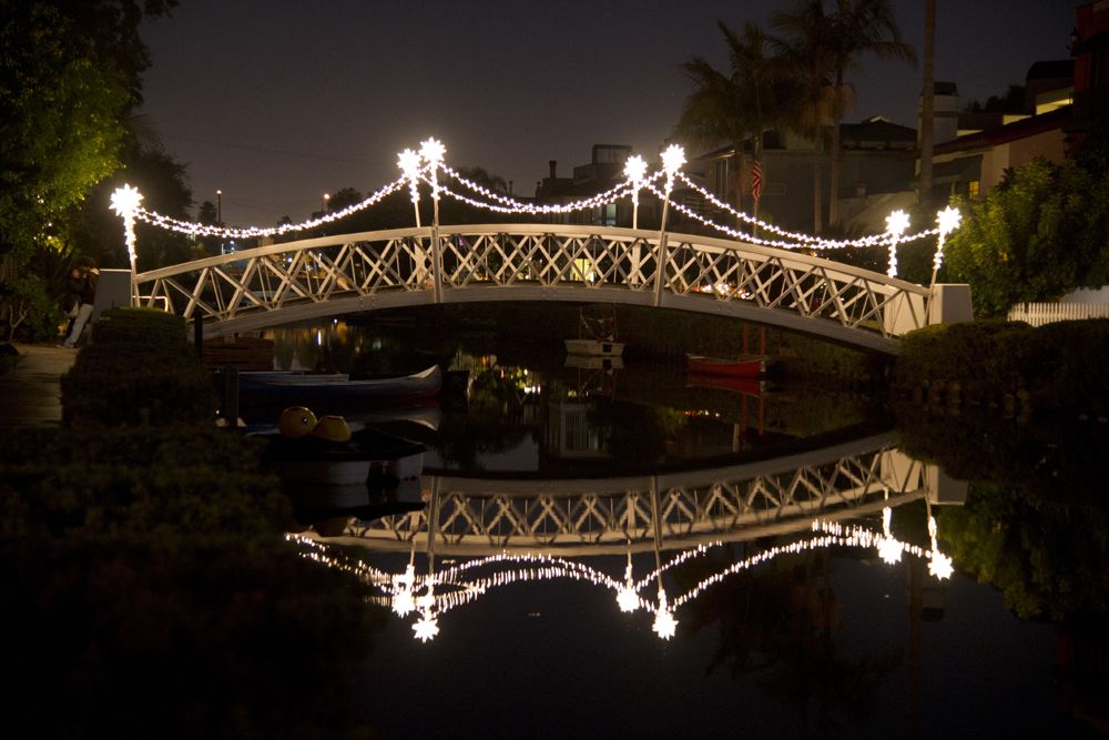 Venice Canals Holiday Decorated Bridge