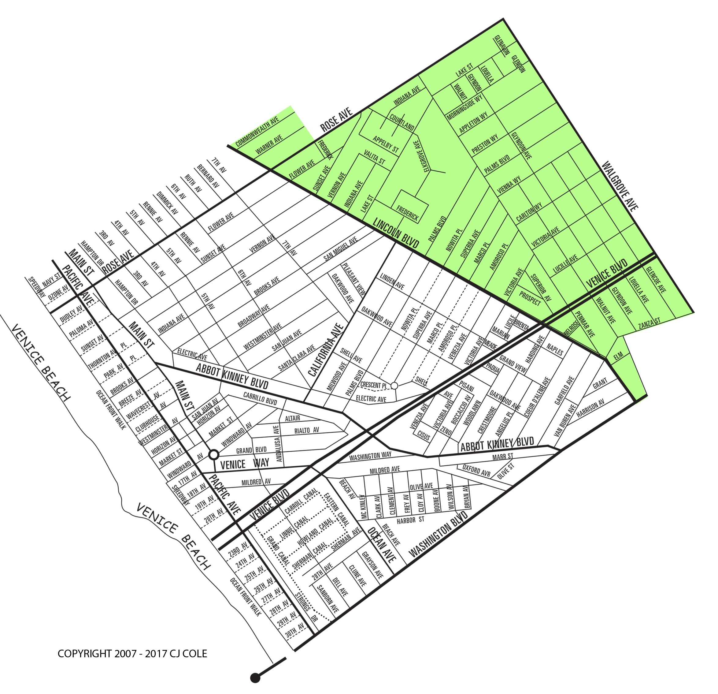 The East of Lincoln Neighborhood Map